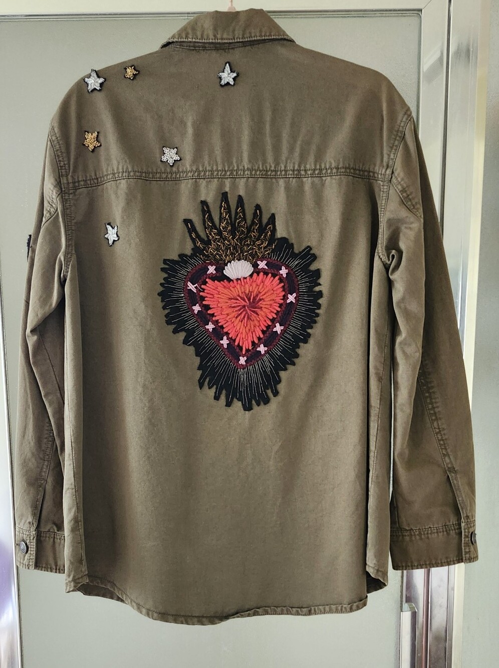 Cinq A' Sept Embellished Olive Utility Jacket - Women's - Picture 8 of 10
